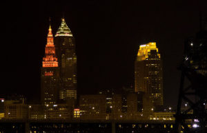 Terminal Tower Lit Orange for Padua