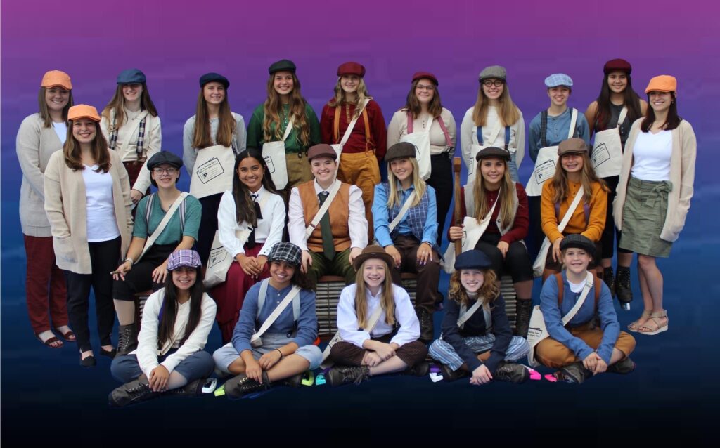 Padua Franciscan Skating Team members from the ensemble of Newsies